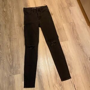 American Eagle Outfitters Black Ripped High-Rise Skinny Jeans